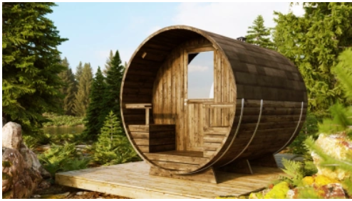 Sauna ogrodowa z piecem na drewno — BARREL Thermo Świerk